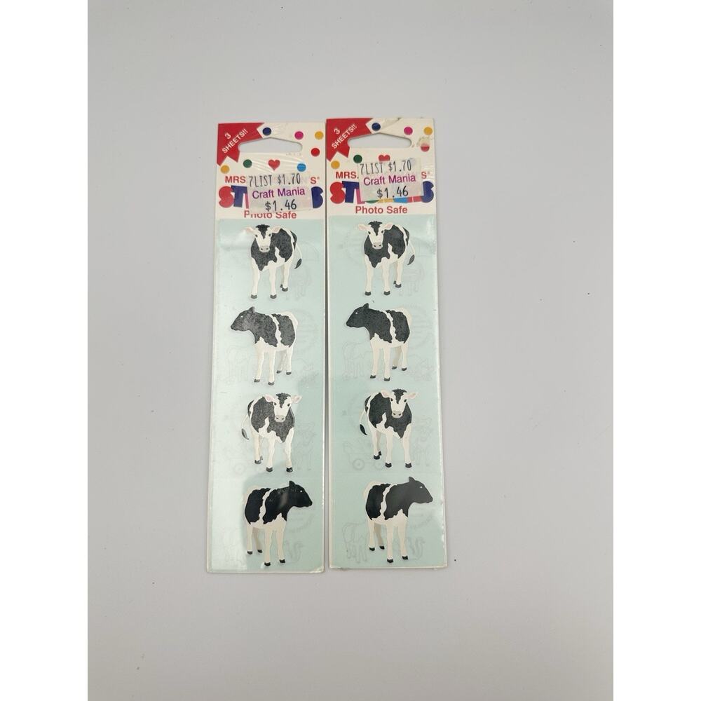 Vintage Mrs. Grossman’s Cow Stickers 2 Packs 3 Sheets Each NOS Photo Safe USA